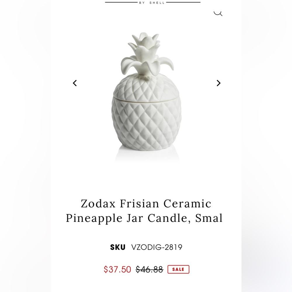 Zodax Ananas Blanc Pineapple ceramic candle - Picture 8 of 8